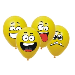 Balony lateksowe kolorowe buźki 6 sztuk + naklejki